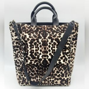 Dries Van Noten Leopard Print Tote Bag Hair On Hide Large Shoulder Handbag
